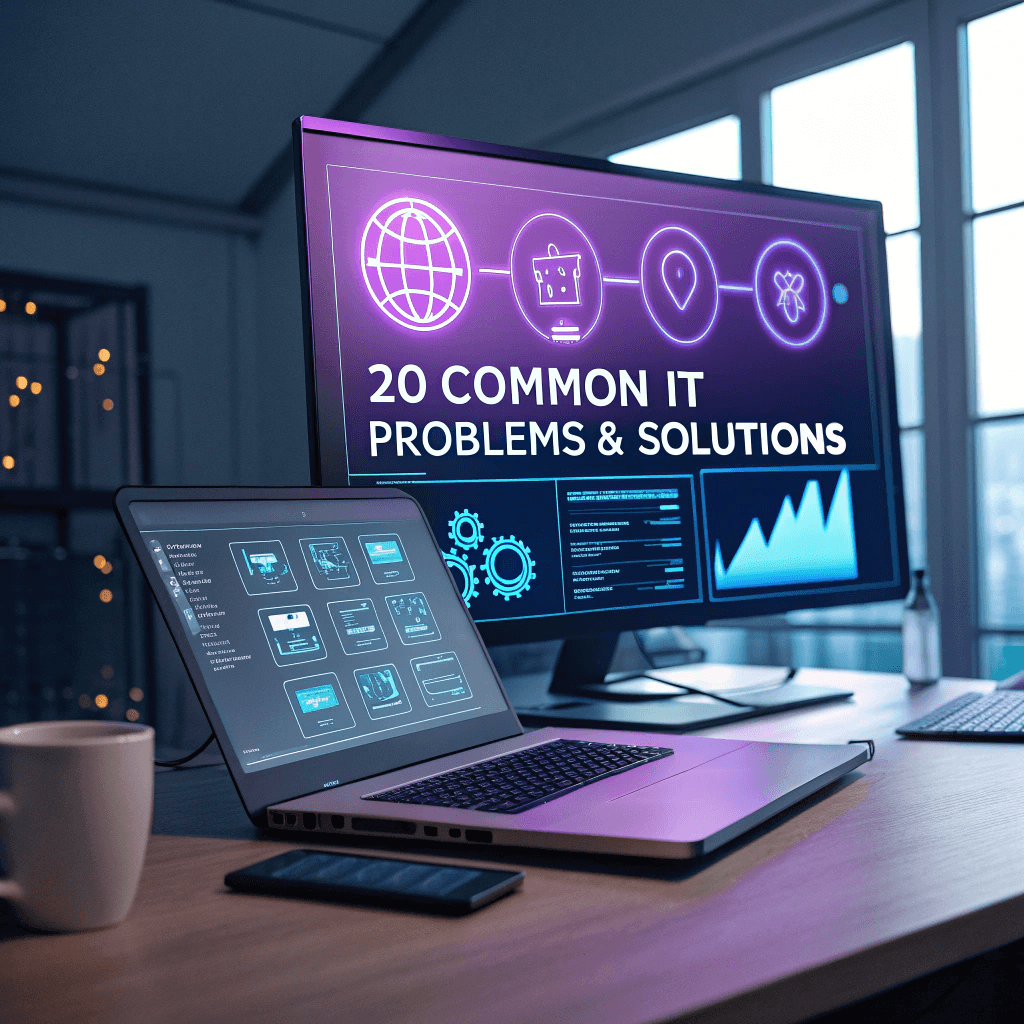 Common information technology problems and smart ways to solve them digital illustration